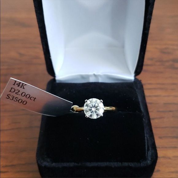 14k Yellow Gold 2Ct Moissanite Diamond Ring Retail $3,500 - Picture 6 of 16
